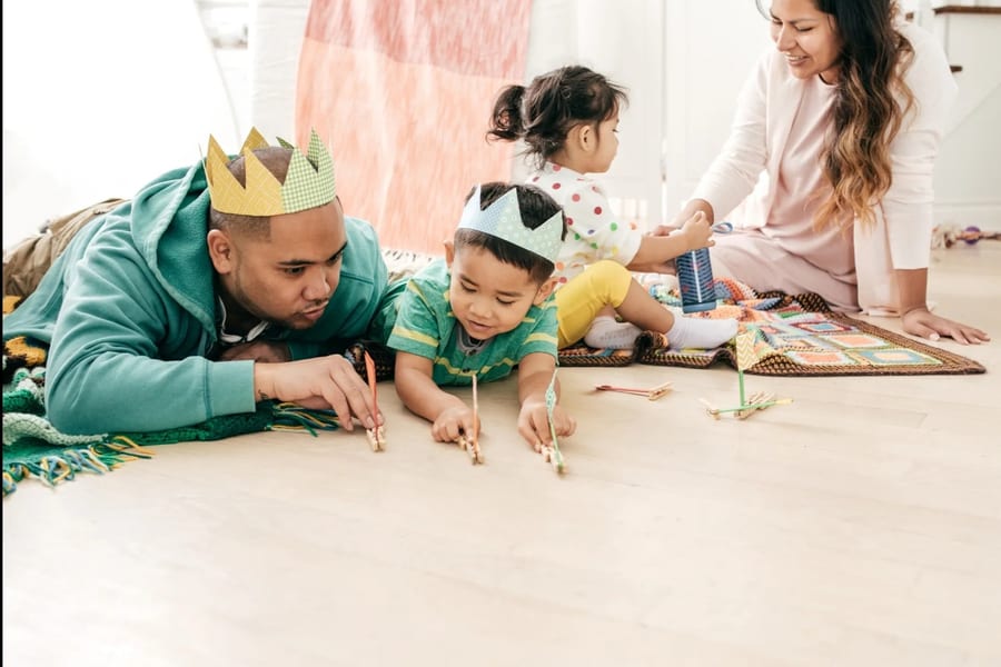 Family painting together